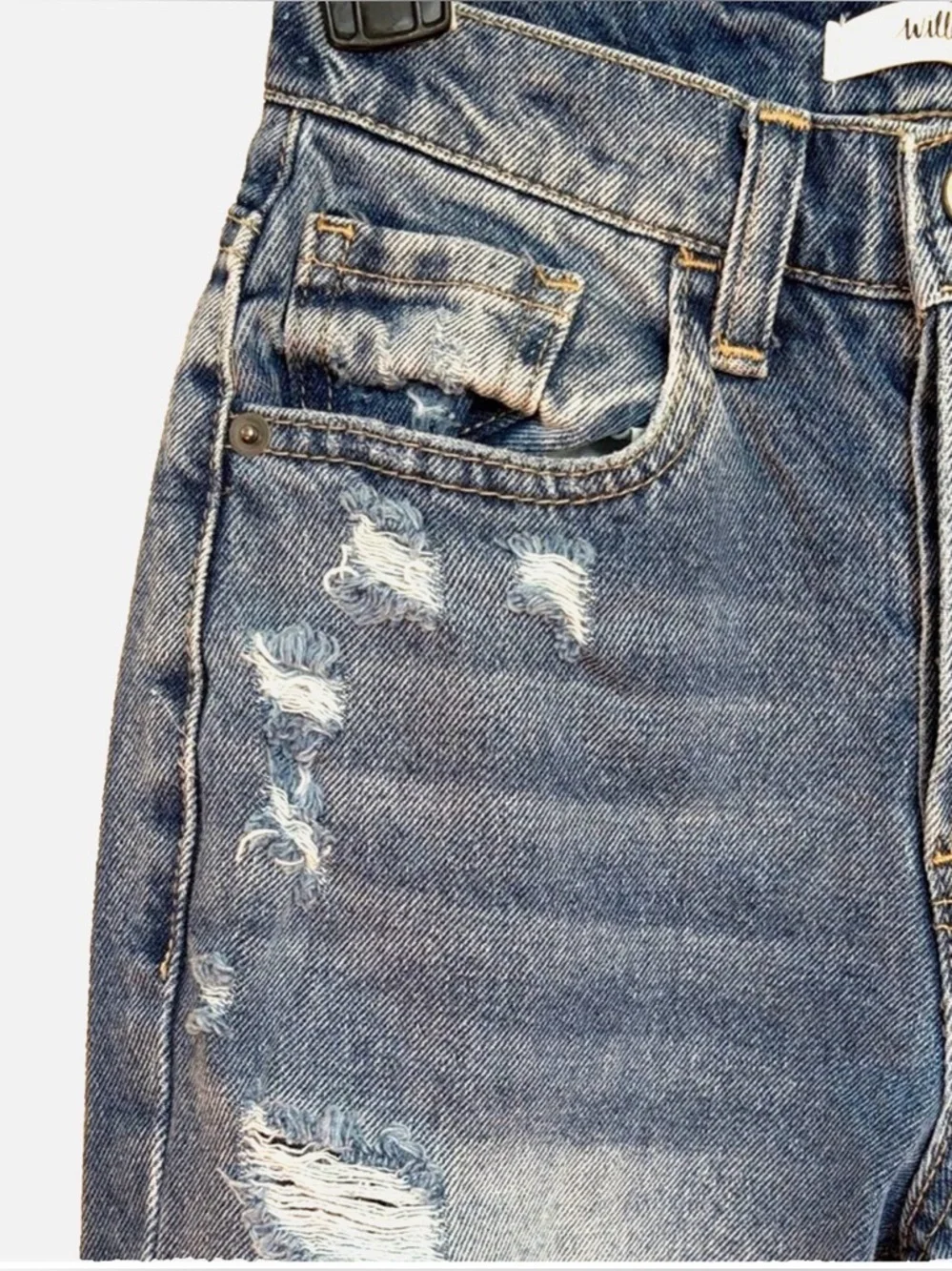 Willow & Root Dad Jeans XXS 22 Waist High Rise Distressed Straight Leg